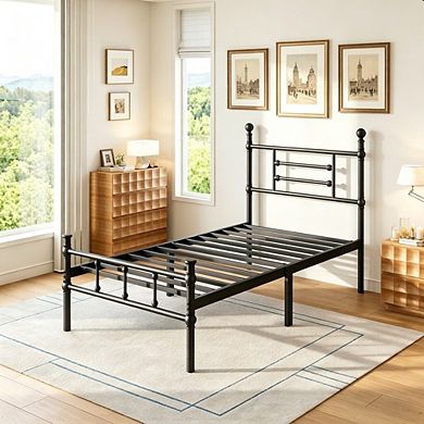 HOMZENE Bed Frame with Headboard, Metal Platform Bed Frame, No Box Spring Needed