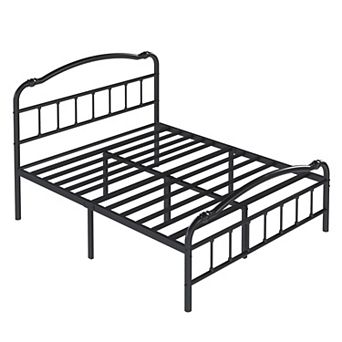 HOMZENE Bed Frame with Curved Headboard, Sturdy Metal Slats Support,No Box Spring Needed