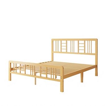 HOMZENE Wood Platform Bed Frame with Wood Slats, No Box Spring Needed