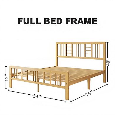 HOMZENE Wood Platform Bed Frame with Wood Slats, No Box Spring Needed