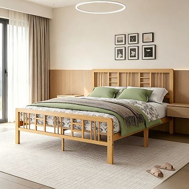 HOMZENE Wood Platform Bed Frame with Wood Slats, No Box Spring Needed