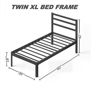 HOMZENE Bed Frame with Headboard, Metal Platform Bed Frame, No Box Spring Needed, Easy Assembly