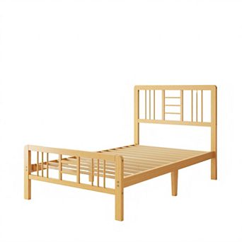 HOMZENE Platform Bed Frame with Headboard, No Box Spring Needed