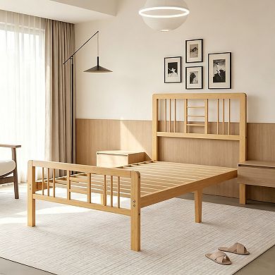 HOMZENE Platform Bed Frame with Headboard, No Box Spring Needed