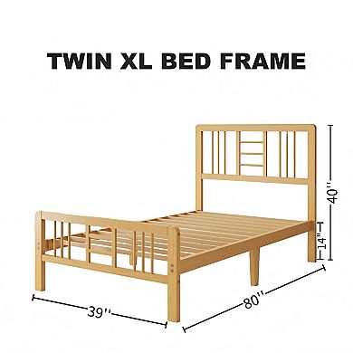 HOMZENE Platform Bed Frame with Headboard, No Box Spring Needed