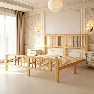 Bamboo Bed Frame, Platform Bed Frame with Wood Slats,No Box Spring Needed