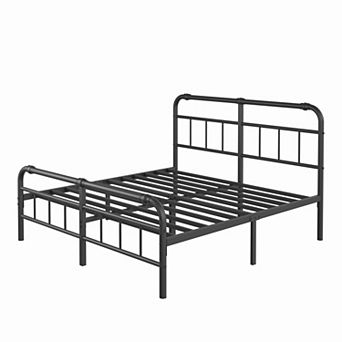Metal Bed Frame with Headboard, Heavy Duty Platform Bed, No Box Spring Needed