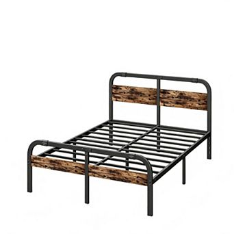 HOMZENE Bed Frame with Wood Panel Headboard,Metal Bed Frame,No Box Spring Needed