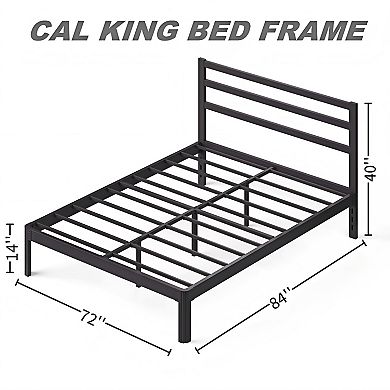 HOMZENE Bed Frame with Storage, Mattress Foundation, Heavy Duty with No Box Spring Needed