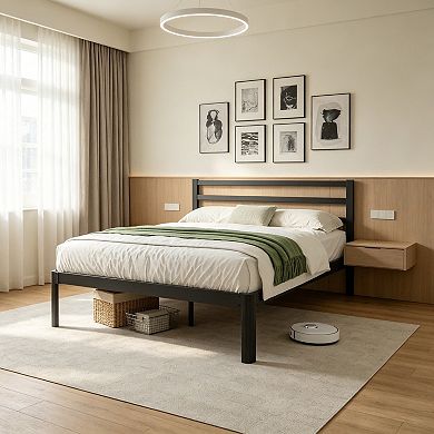HOMZENE Bed Frame with Storage, Mattress Foundation, Heavy Duty with No Box Spring Needed