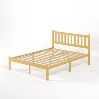 HOMZENE Bed Frame, Solid Wood Platform Bed Frame with Headboard, No Box Spring Needed