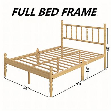 HOMZENE Bed Frame, Solid Wood Platform Bed With Headboard & Slats, No Box Spring Needed