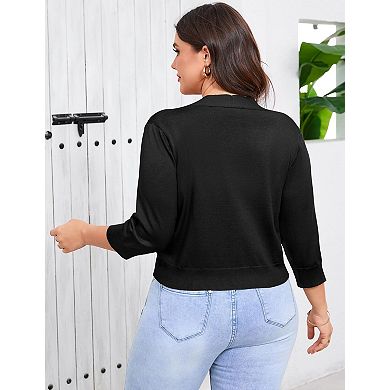 Women's Plus Size Cardigan Three Quarter Sleeve Short Shrug