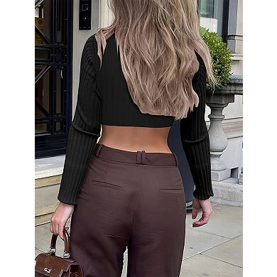 Women's Shrug Sweater Long Sleeve Cropped Cardigan Open Front Top Trendy Design