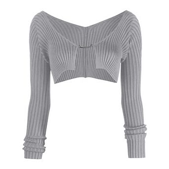 Women's Shrug Sweater Long Sleeve Cropped Cardigan Open Front Top Trendy Design