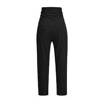 Women's High Waisted Pants Maternity Casual Stretchy Pants Loose Trousers with Pockets