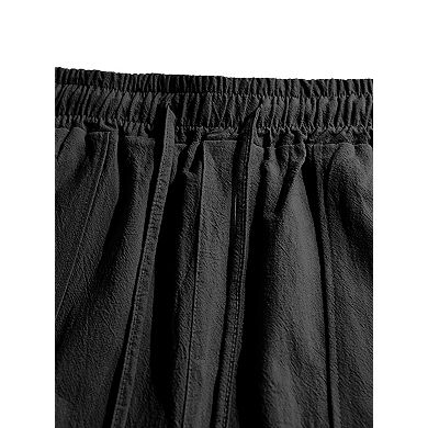 Men’s Linen Pants Elastic Drawstring Waist Casual Resort Trousers
