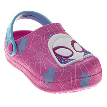 Marvel Ghost-Spider Gwen Stacy Girls Shoes, EVA Clogs, Water Shoes Pool Shoes Pink, White Slip-On
