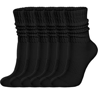 Vintage Slouch Crew Socks 6 Pack Cotton Arch Support Athletic Wear