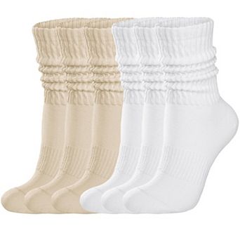 Vintage Slouch Crew Socks 6 Pack Cotton Arch Support Athletic Wear