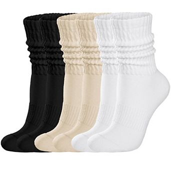 Vintage Slouch Crew Socks 6 Pack Cotton Arch Support Athletic Wear