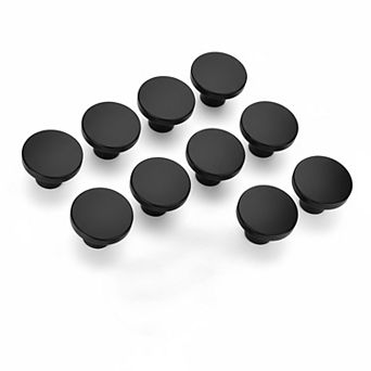10 Pack Black Round Cabinet Knobs Zinc Alloy Drawer Pulls Easy Install