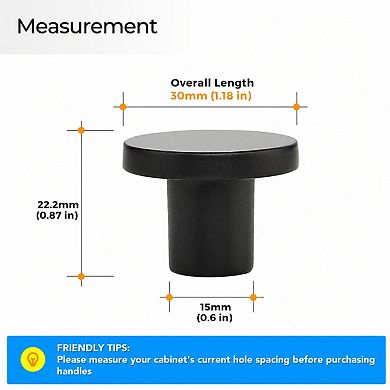 10 Pack Black Round Cabinet Knobs Zinc Alloy Drawer Pulls Easy Install