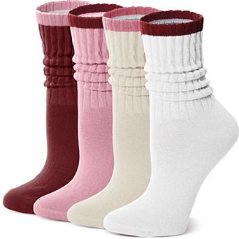 Slouchy Crew Socks Soft Breathable Unisex 4 Pack Casual Fashion Wear
