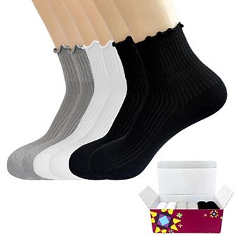 Soft Cotton Ruffle Ankle Socks Frilly Feminine Casual Everyday Wear