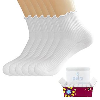 Soft Cotton Ruffle Ankle Socks Frilly Feminine Casual Everyday Wear