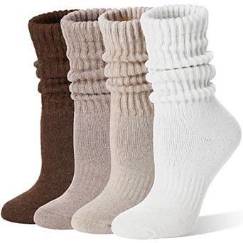 Thermal Warm Merino Wool Slouch Scrunch Cozy Winter Crew Socks For Women