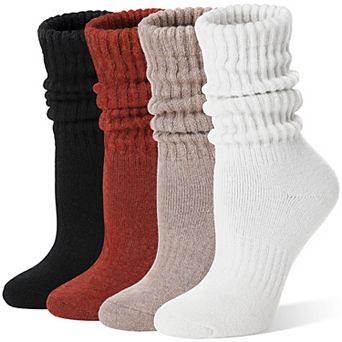 Thermal Warm Merino Wool Slouch Scrunch Cozy Winter Crew Socks For Women