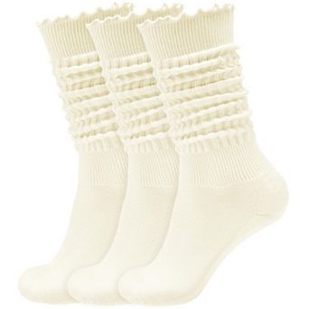 Ruffle Slouchy Cotton Socks Frilly Chunky Cozy Long Boot Retro Casual Wear
