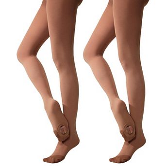 Ultra Soft Convertible Transition Dance Tights Wide Waistband Breathable 2 Pack