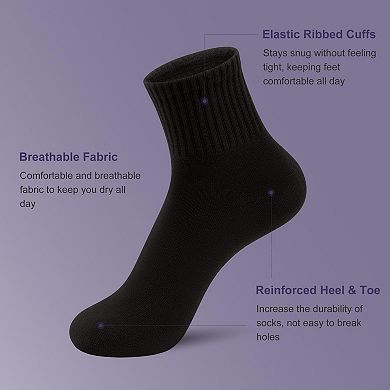 Thin Soft Cotton Crew Socks Casual Elastic Above Ankle 6 Pairs