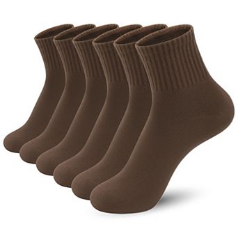 Thin Soft Cotton Crew Socks Casual Elastic Above Ankle 6 Pairs