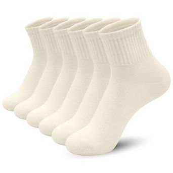 Thin Soft Cotton Crew Socks Casual Comfortable Everyday Wear 6 Pairs