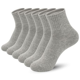 Thin Soft Cotton Crew Socks Casual Elastic Breathable All Season Wear 6 Pairs