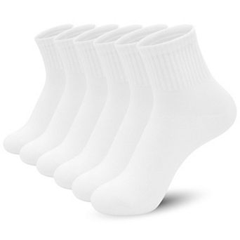 Thin Soft Cotton Crew Socks Casual Elastic Breathable All Season Wear 6 Pairs