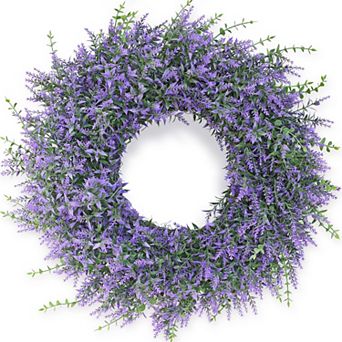 26 Inch Lavender Eucalyptus Wreath Large Artificial Greenery All Seasons Front Door Farmhouse Decor