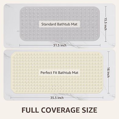 Bath Tub Shower Mat Non Slip Suction Cups Drain Holes Machine Washable TPE Soft