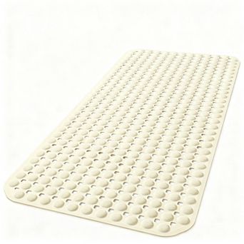 Bath Tub Shower Mat Non Slip Suction Cups Drain Holes Machine Washable TPE Soft