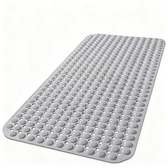 Bath Tub Shower Mat Non Slip Suction Cups Drain Holes Machine Washable TPE Soft