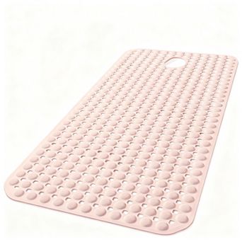 Bath Tub Shower Mat Non Slip Suction Cups Drain Holes Machine Washable TPE Soft