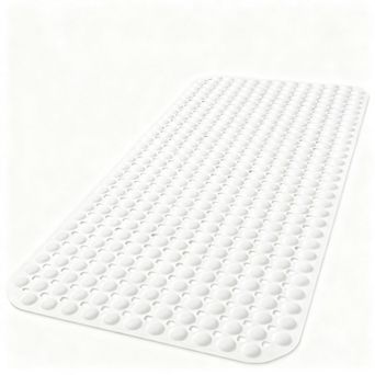 Bath Tub Shower Mat Non Slip Suction Cups Drain Holes Machine Washable TPE Soft