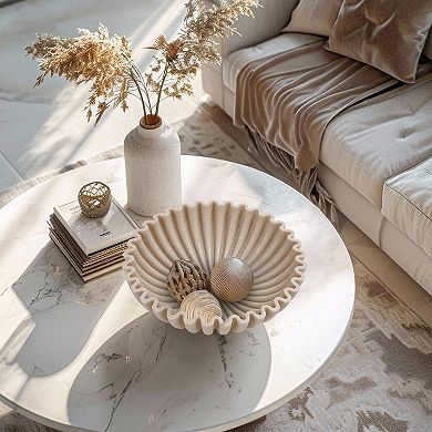 Large Decorative Bowl Modern Handicraft Home Decor Fruit Key Entry Table Artificial Stone