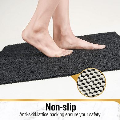 Non Slip Bathtub Mat Extra Long Soft PVC Loofah Shower Floor Quick Drying Without Suction Cup
