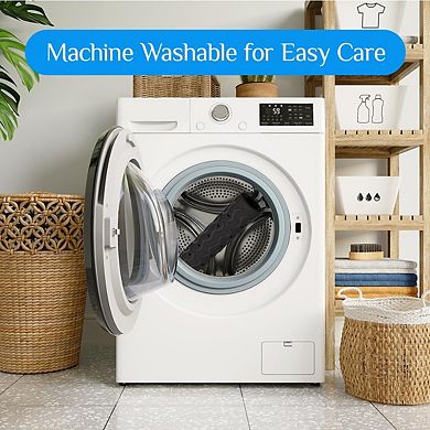 Non Slip Bath Mat Soft TPE Shower Mat with Suction Cups Drain Holes Wave Texture Machine Washable