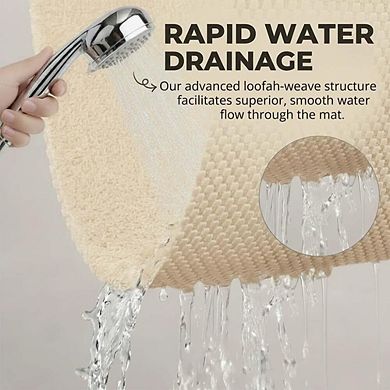 Non Slip Bathtub Mat Soft Loofah Bathroom Drain Quick Dry
