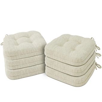 Dining Chair Cushions Set of 6 Dual Layer Memory Foam Thick Seat Pads with Ties Non Slip Kitchen